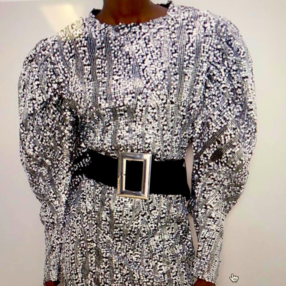 Sparking long leaves dress